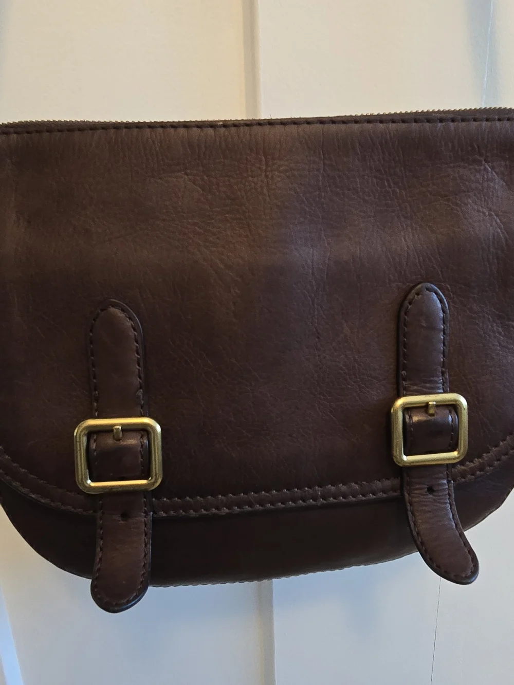 Frye Brown Leather Buckle Crossbody Bag